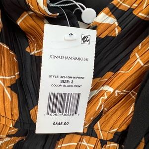 Jonathan Simkhai Ames Midi dress, black print, size 2.